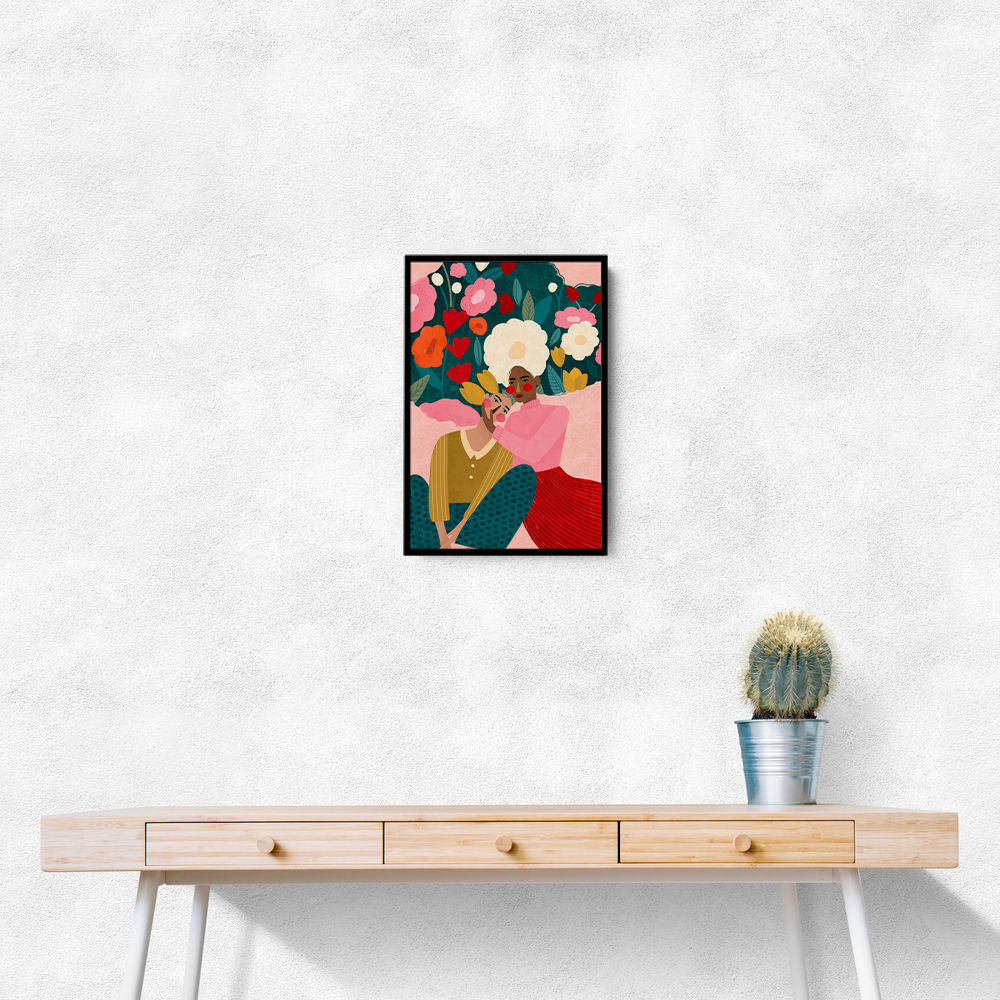 Embracing Couple  In Floral Embrace