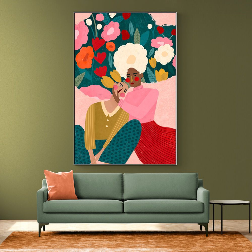 Embracing Couple  In Floral Embrace