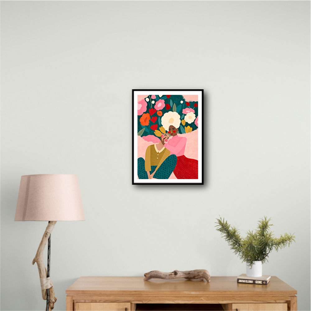 Embracing Couple  In Floral Embrace