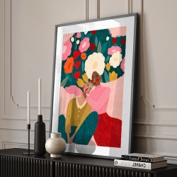 Embracing Couple  In Floral Embrace