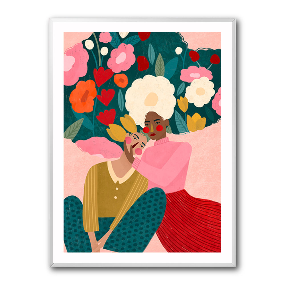 Embracing Couple  In Floral Embrace