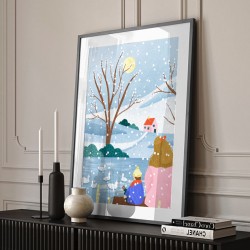 Mother and Child At Winter Lake