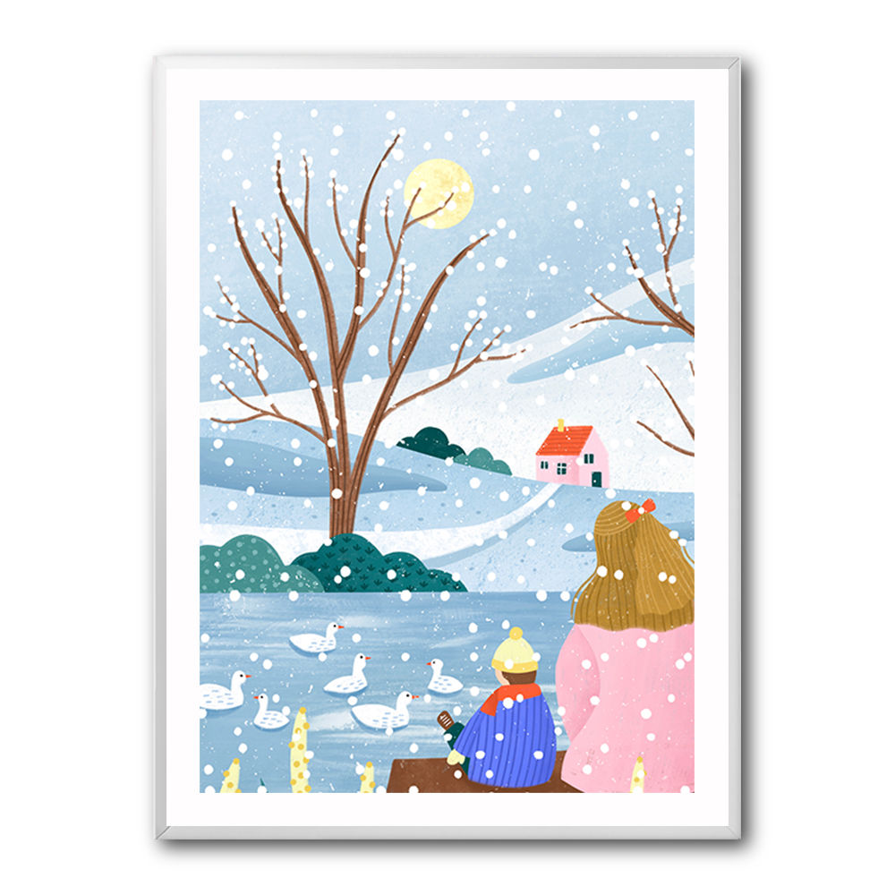 Mother and Child At Winter Lake