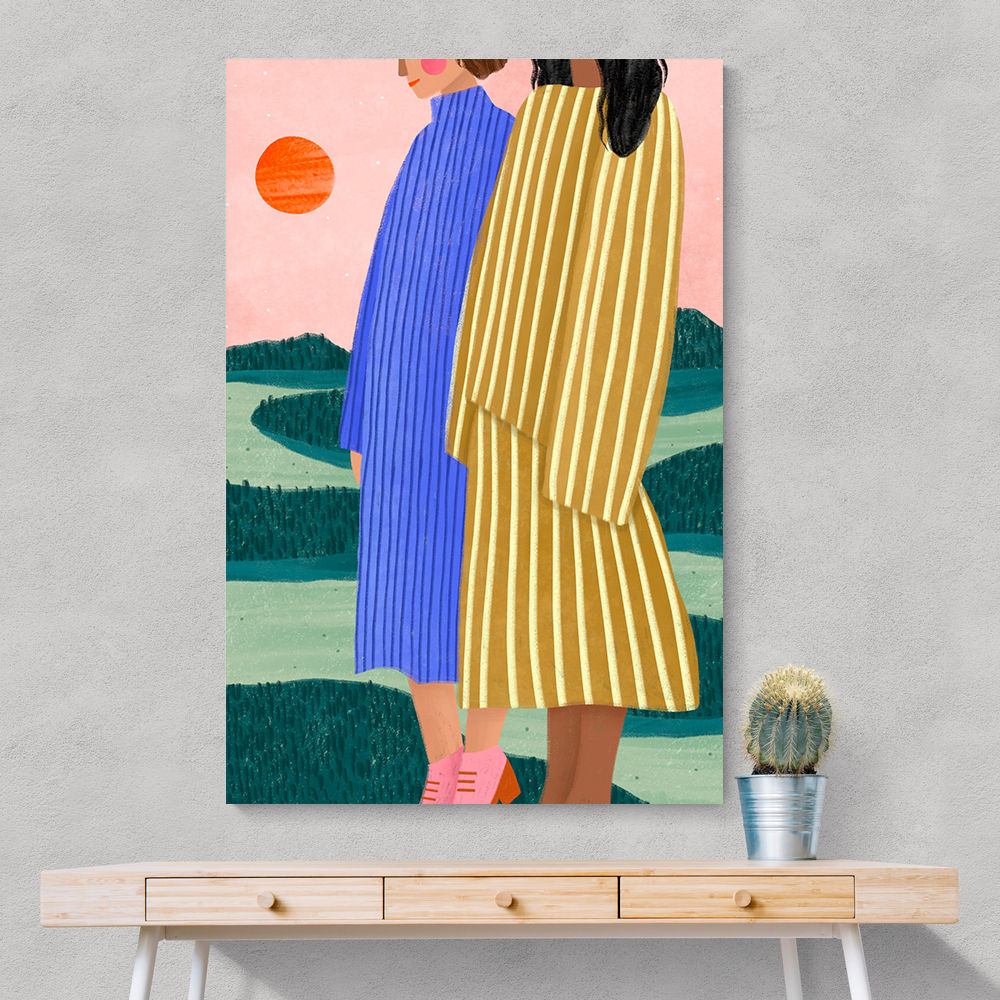 Friends With Striped Dresses
