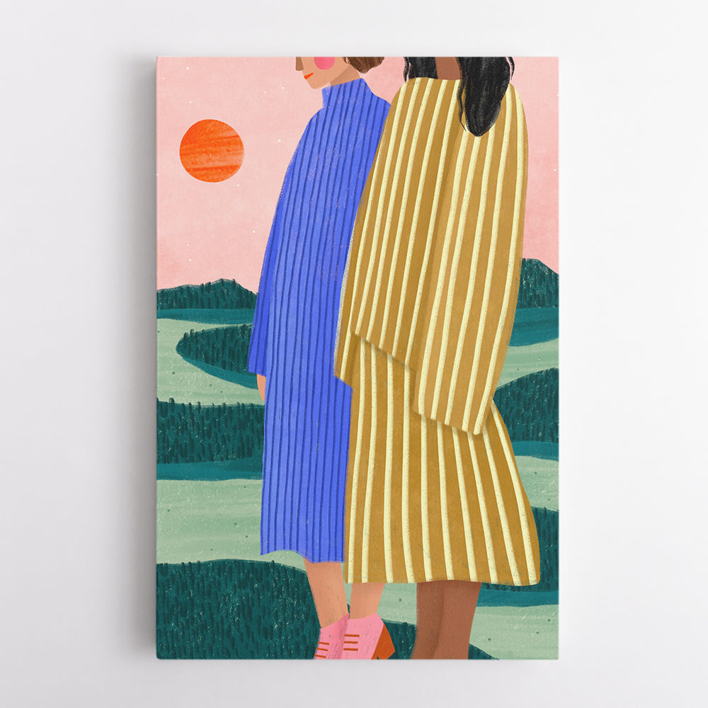 Friends With Striped Dresses