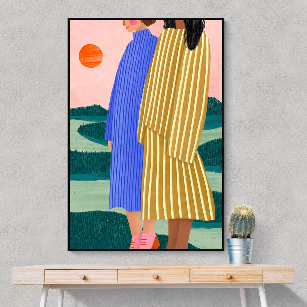 Friends With Striped Dresses