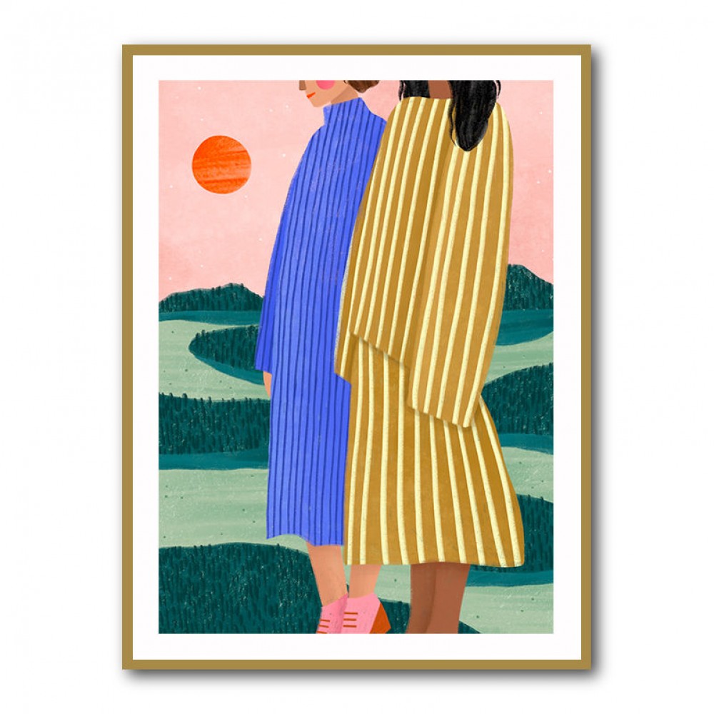 Friends With Striped Dresses