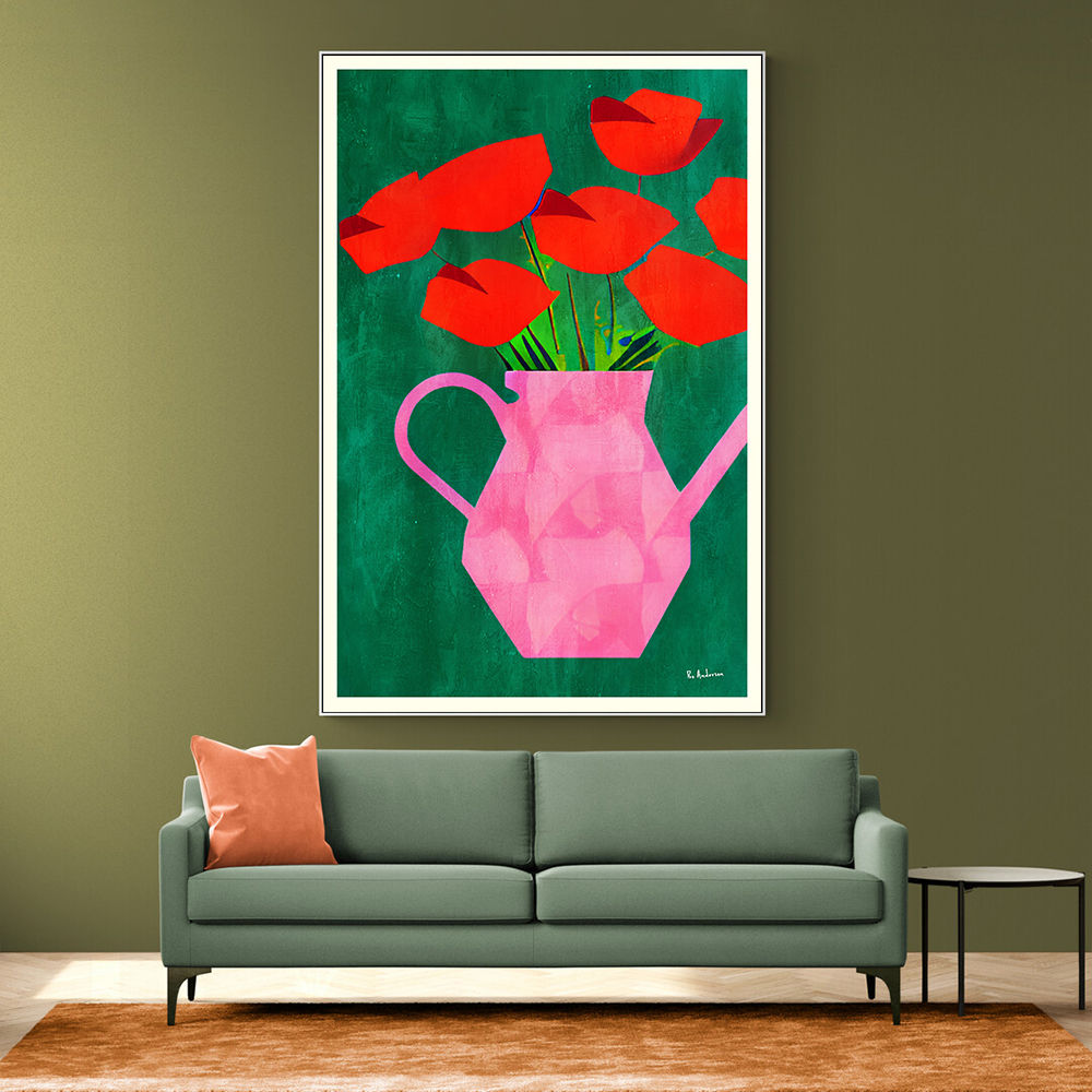 Red Poppies In A Pink Vase Wall Art Red Poppies In A Pink Vase Wall Art