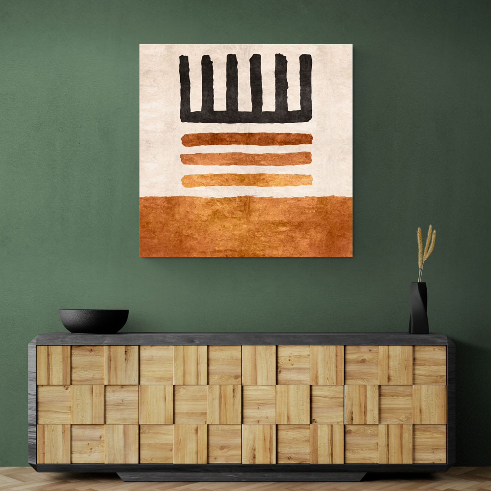 Geometric Striped Rug Orange