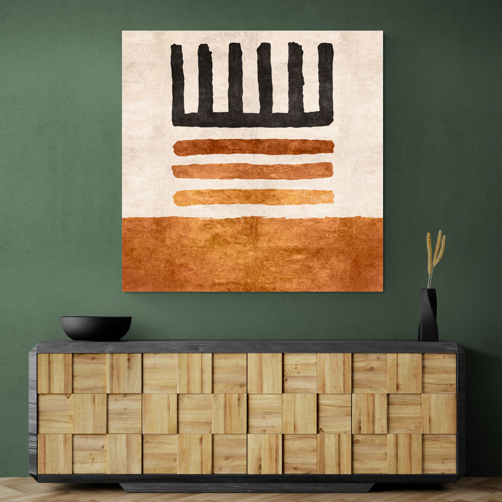 Geometric Striped Rug Orange