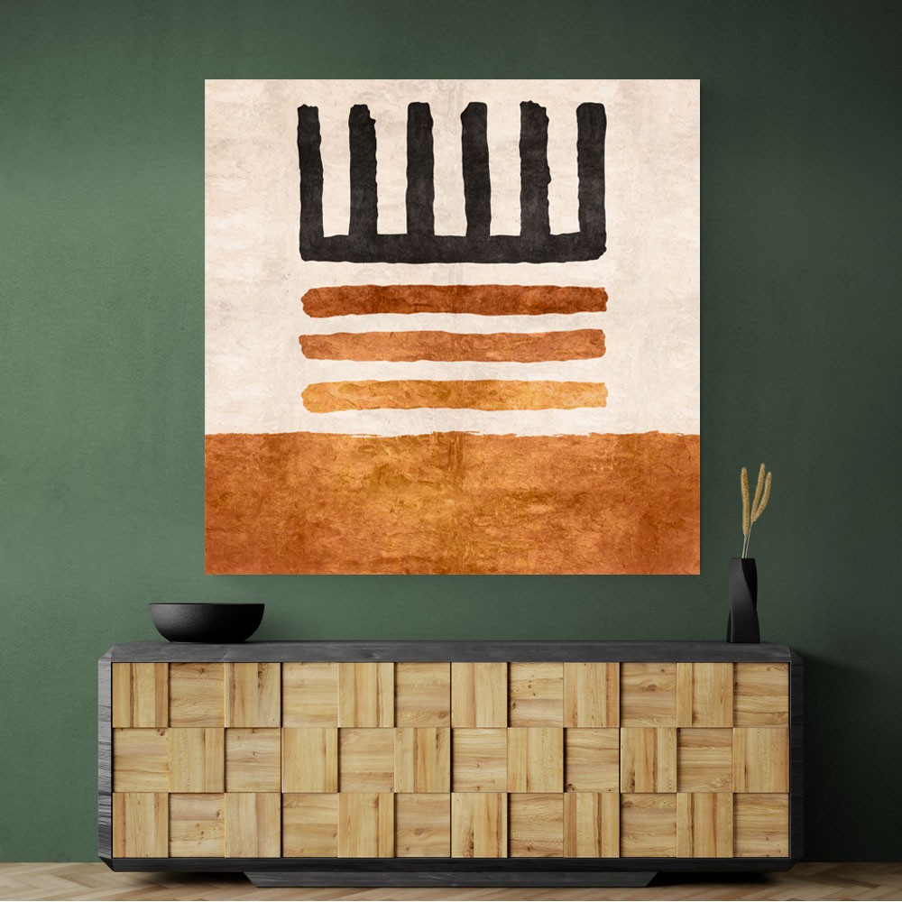 Geometric Striped Rug Orange