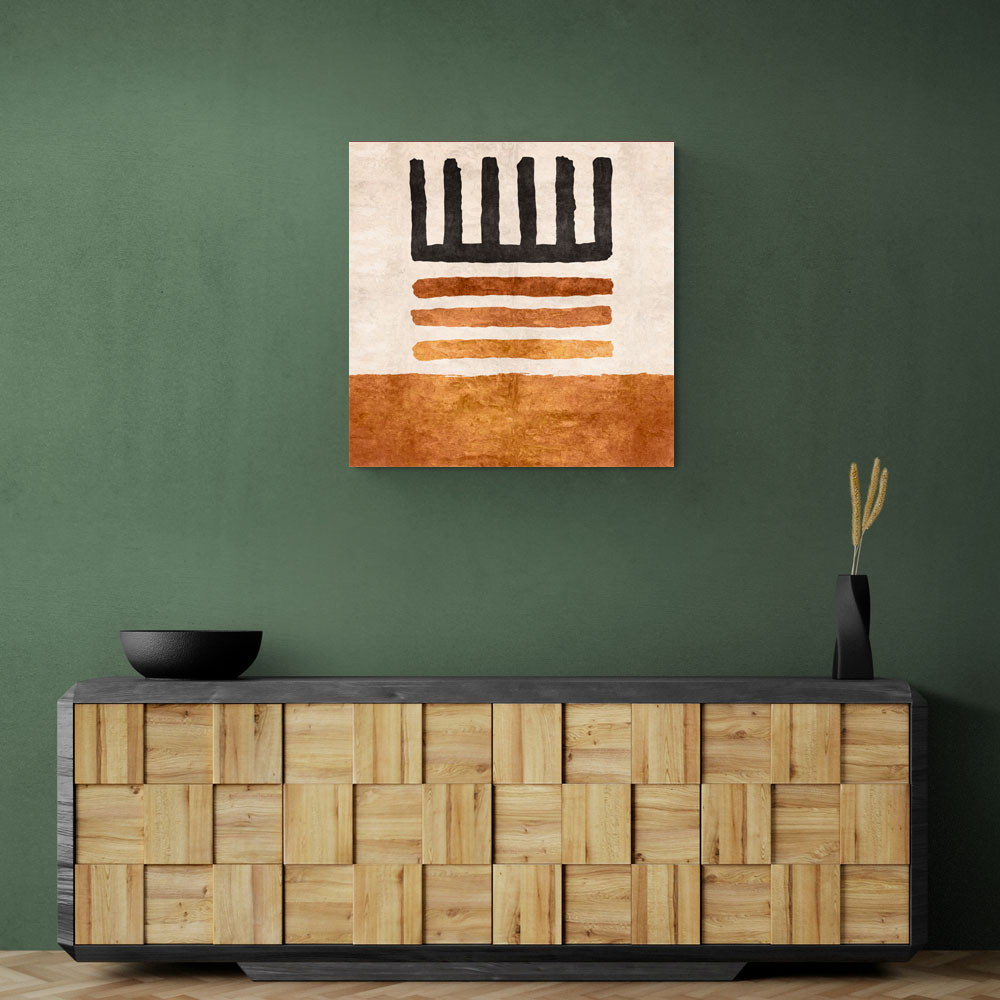 Geometric Striped Rug Orange