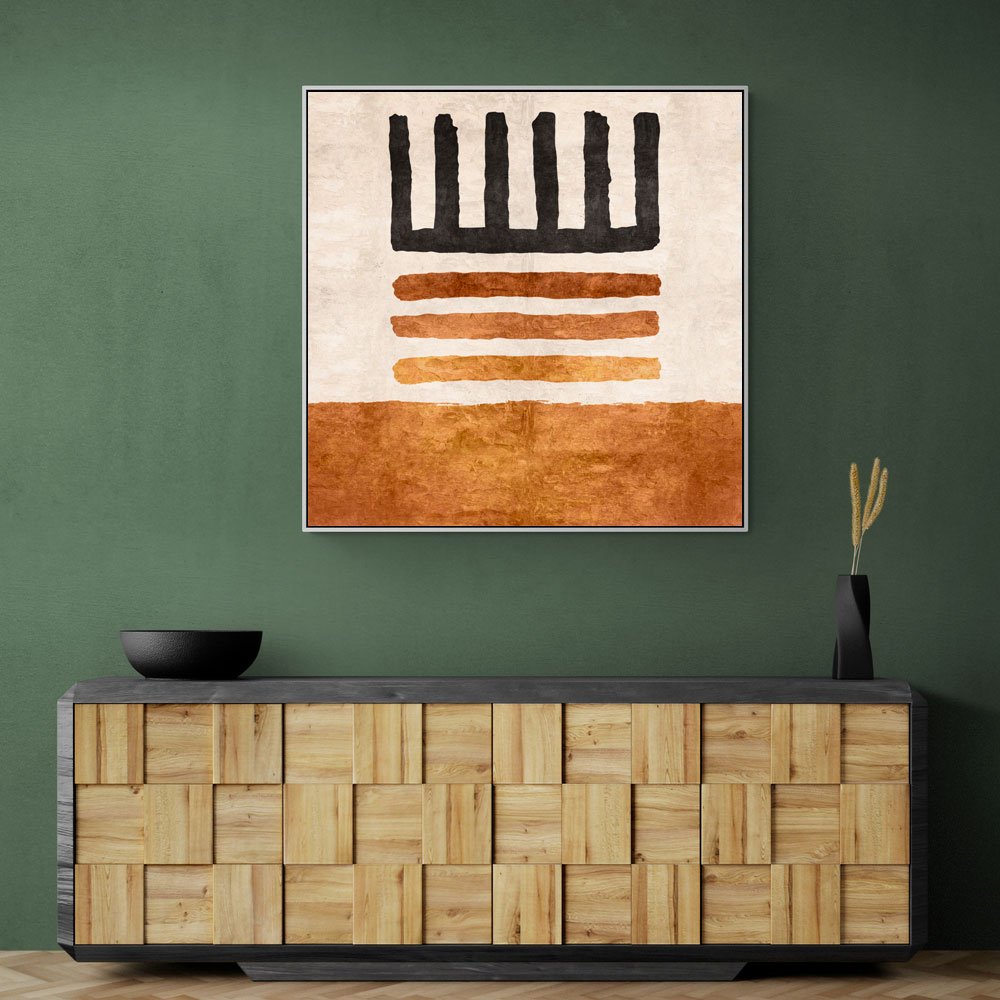 Geometric Striped Rug Orange