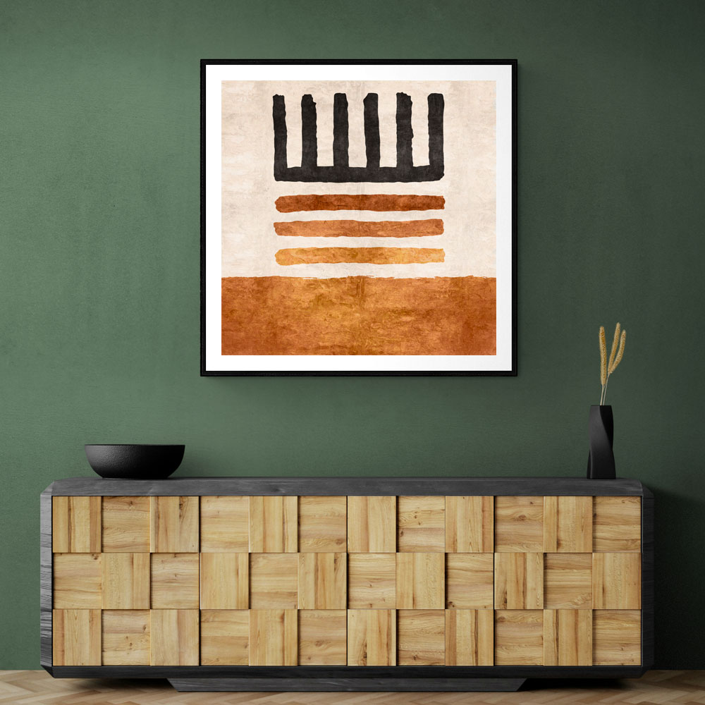 Geometric Striped Rug Orange