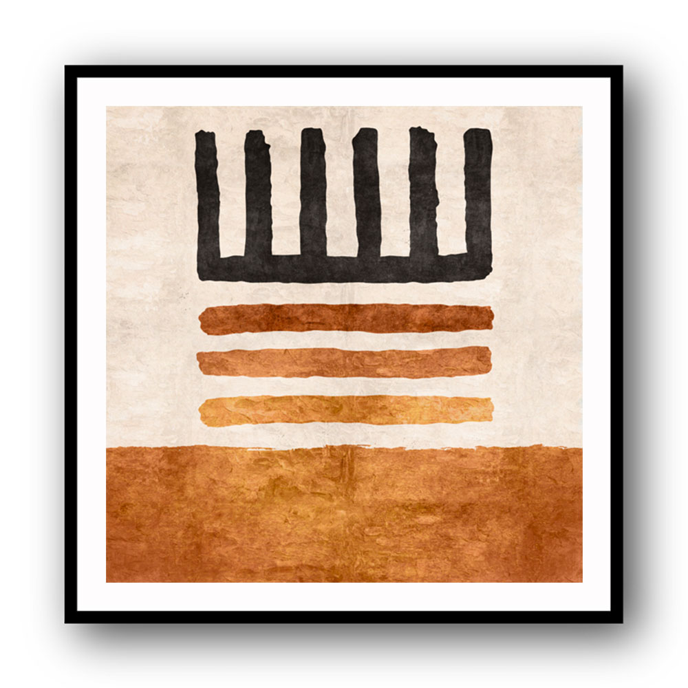 Geometric Striped Rug Orange