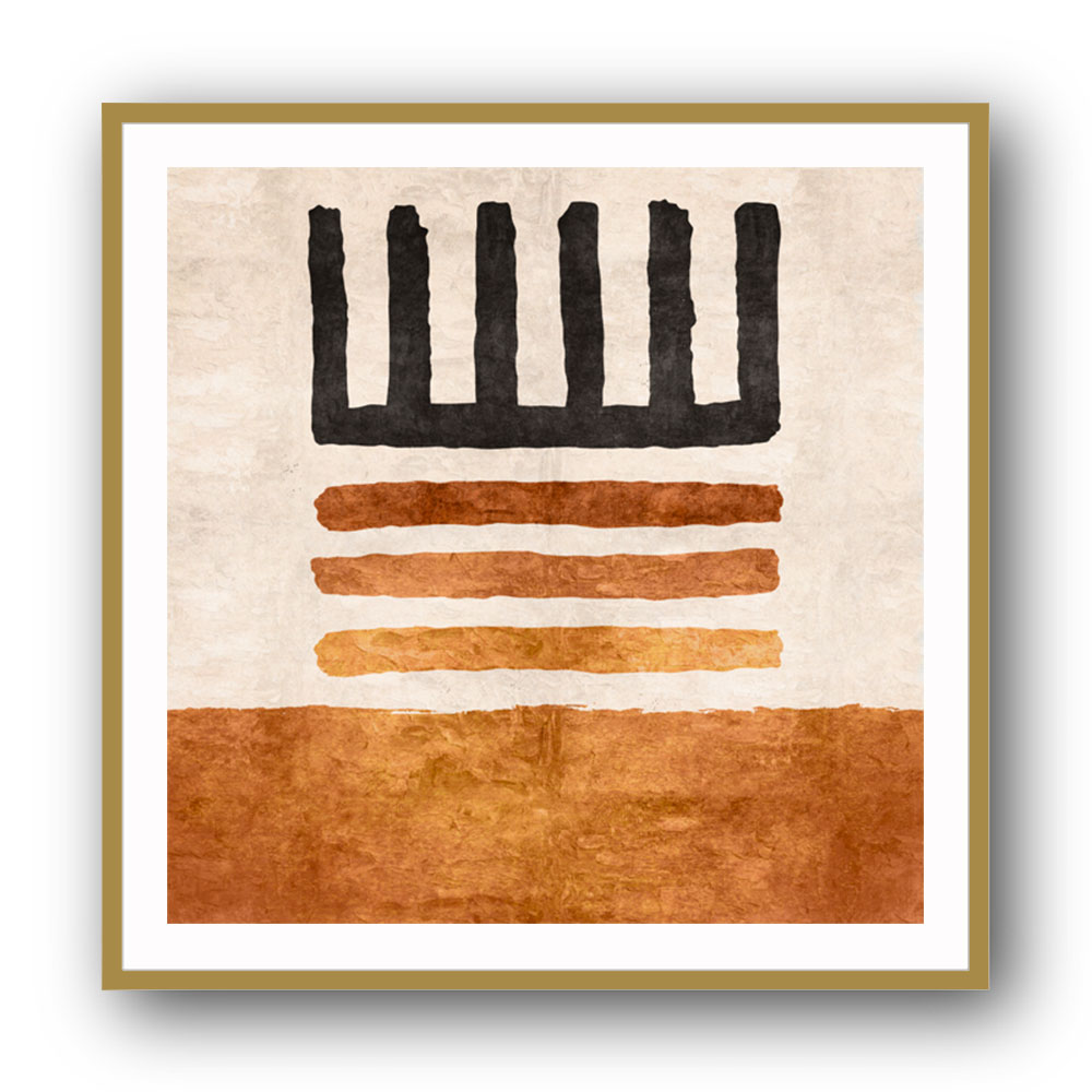 Geometric Striped Rug Orange