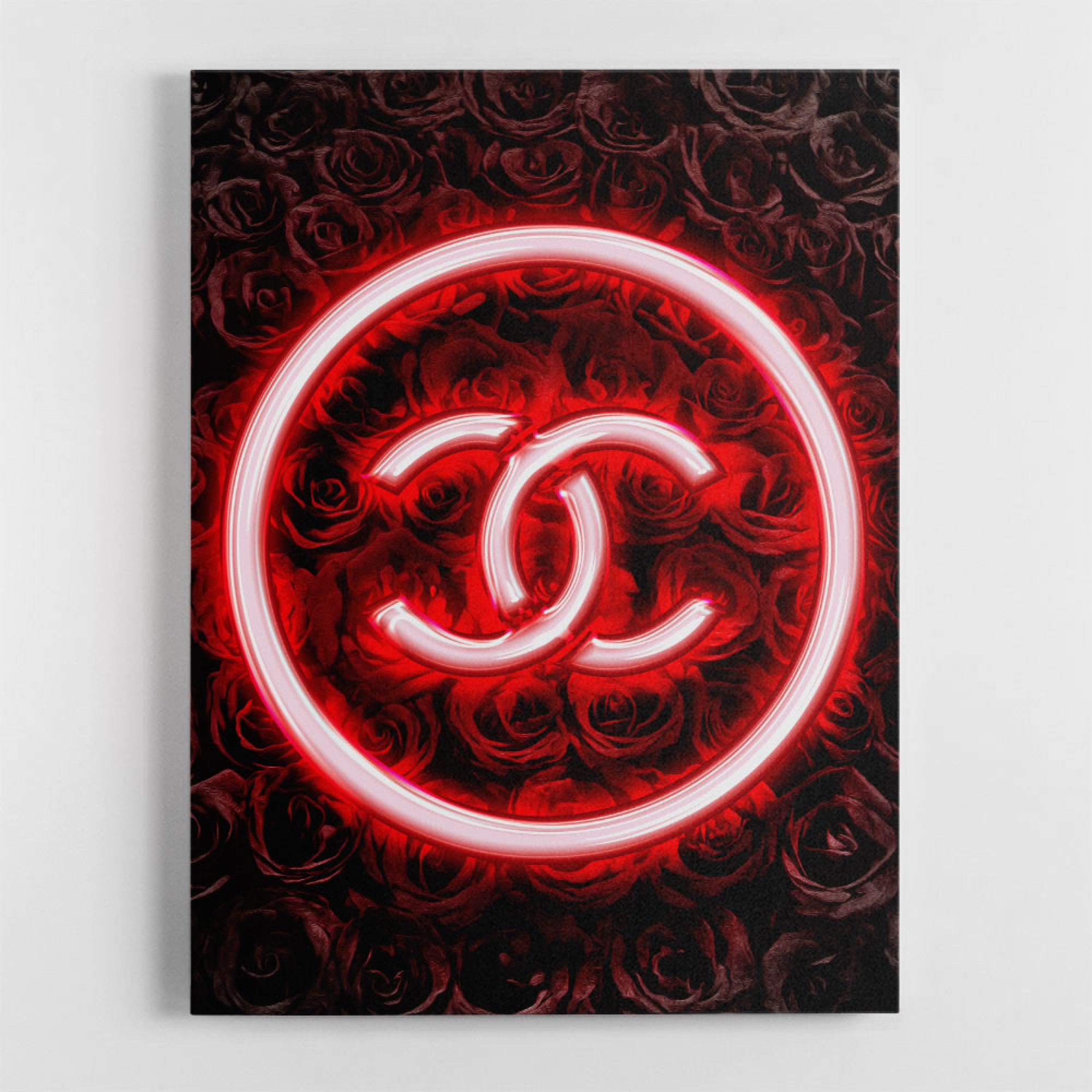 Chanel Logo Neon Style Wall Art