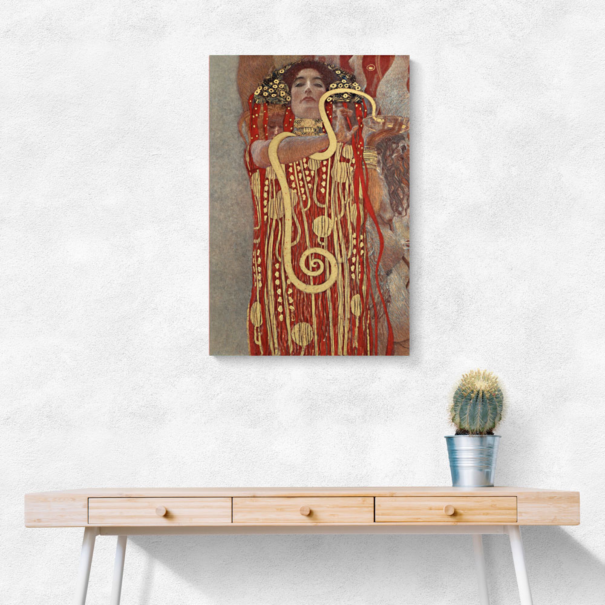 Framed Canvas Wall Art Print - Gustav Klimt "Hygieia Goddess" Reproduction, Multiple Sizes