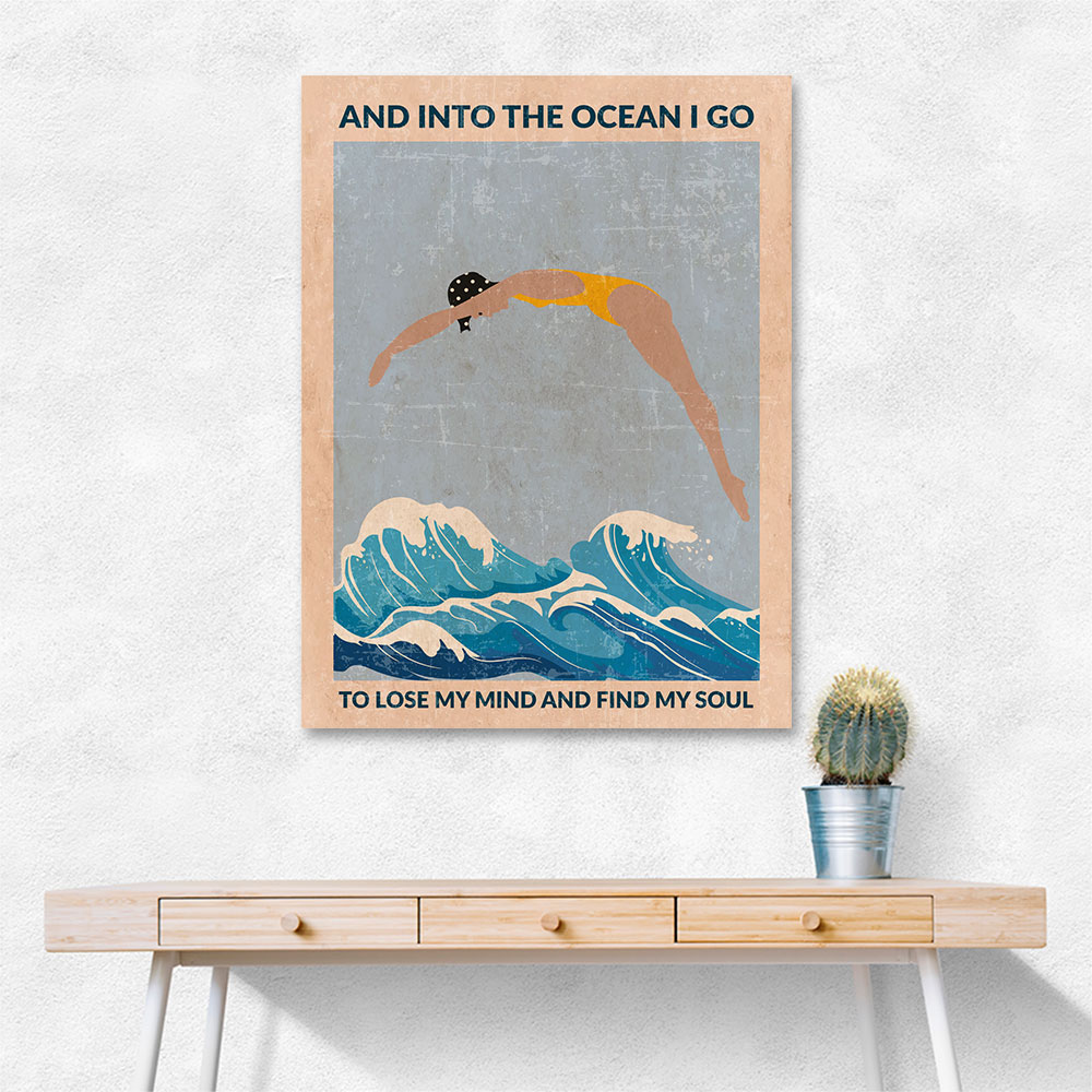 Into the Ocean (blue) Standard Wall Art