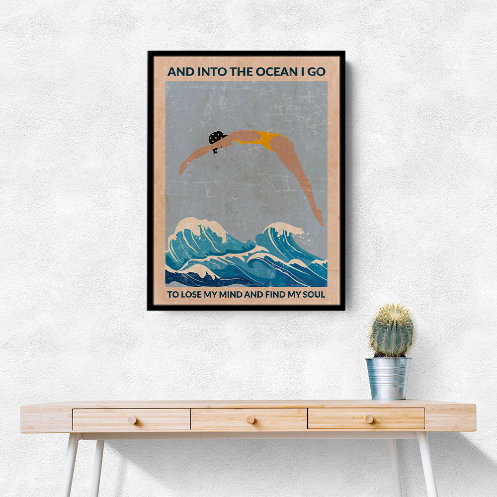 Into the Ocean (blue) Standard Wall Art