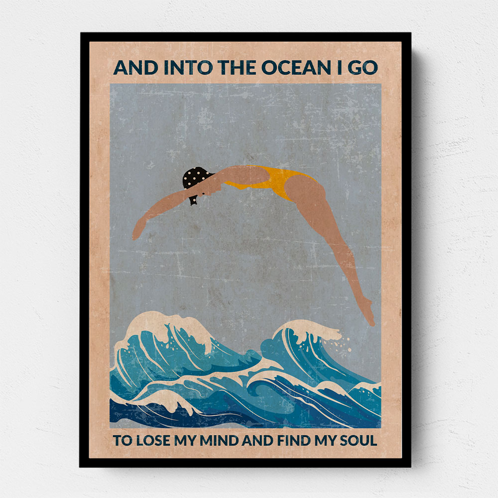 Into the Ocean (blue) Standard Wall Art