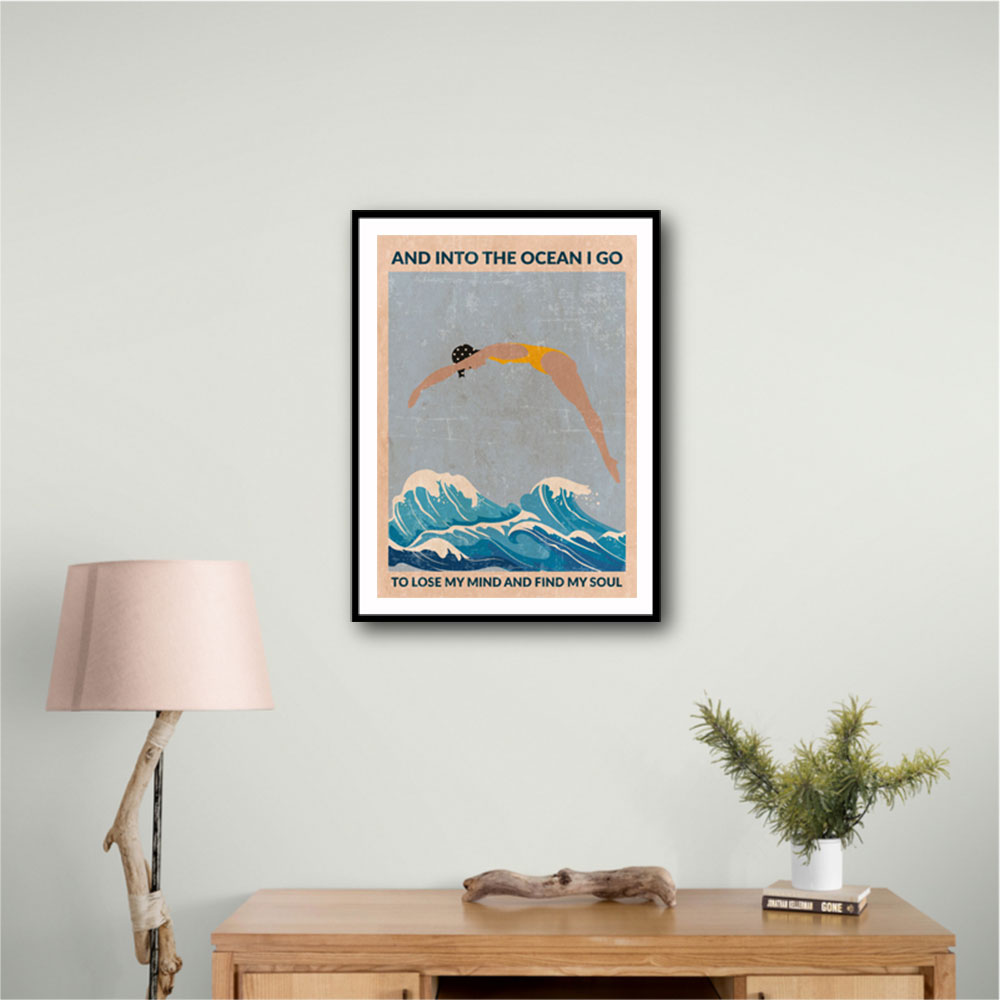 Into the Ocean (blue) Standard Wall Art