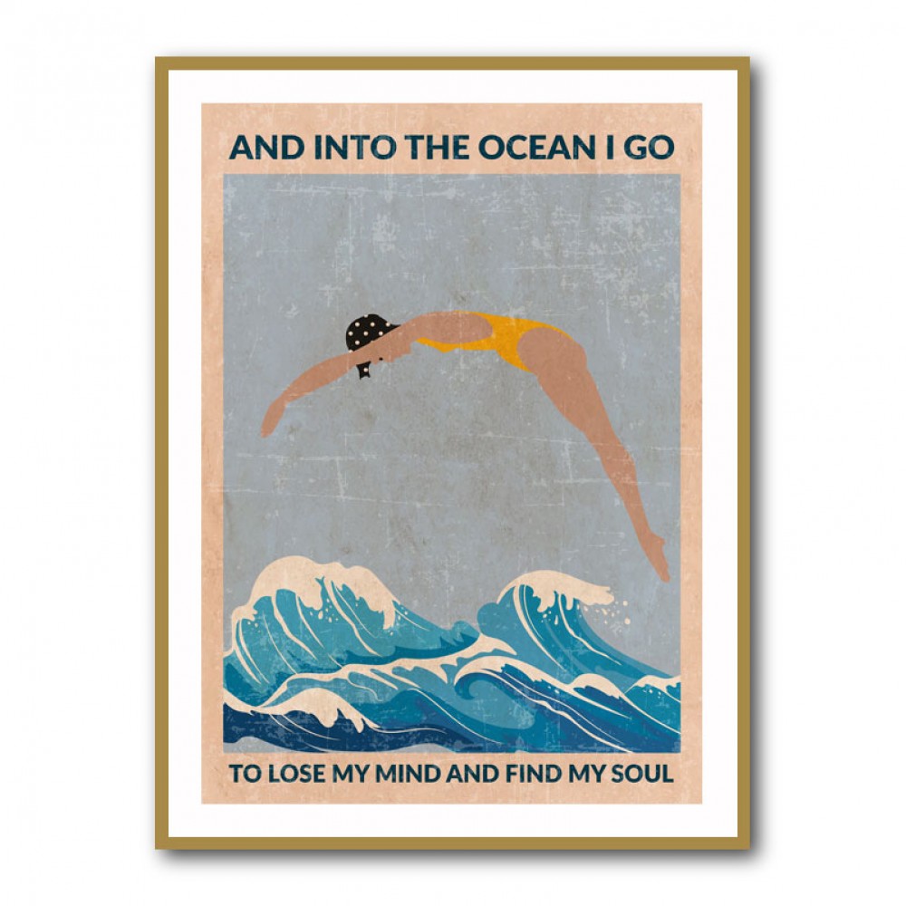 Into the Ocean (blue) Standard Wall Art