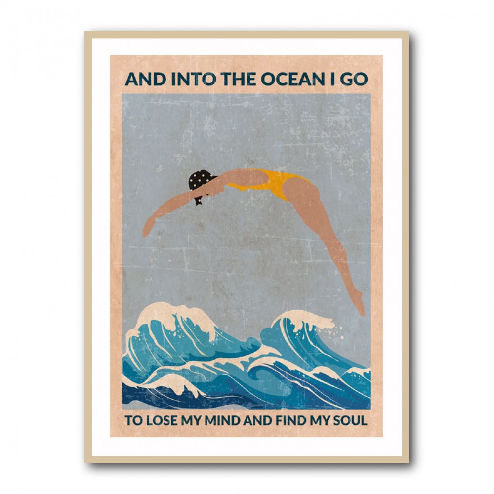 Into the Ocean (blue) Standard Wall Art