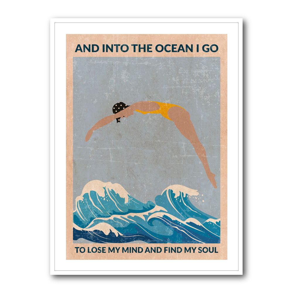 Into the Ocean (blue) Standard Wall Art