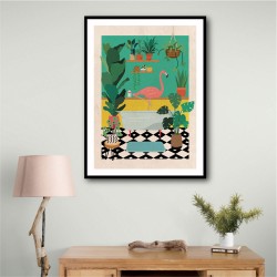 Flamingo Bathtime Wall Art