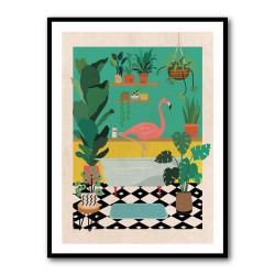 Flamingo Bathtime Wall Art