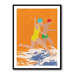 Running Swimmers (orange) Wall Art