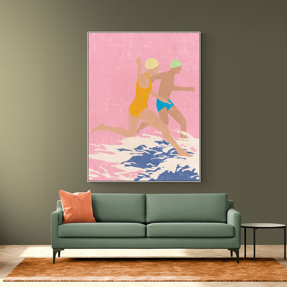 Running Swimmers (pink) Wall Art