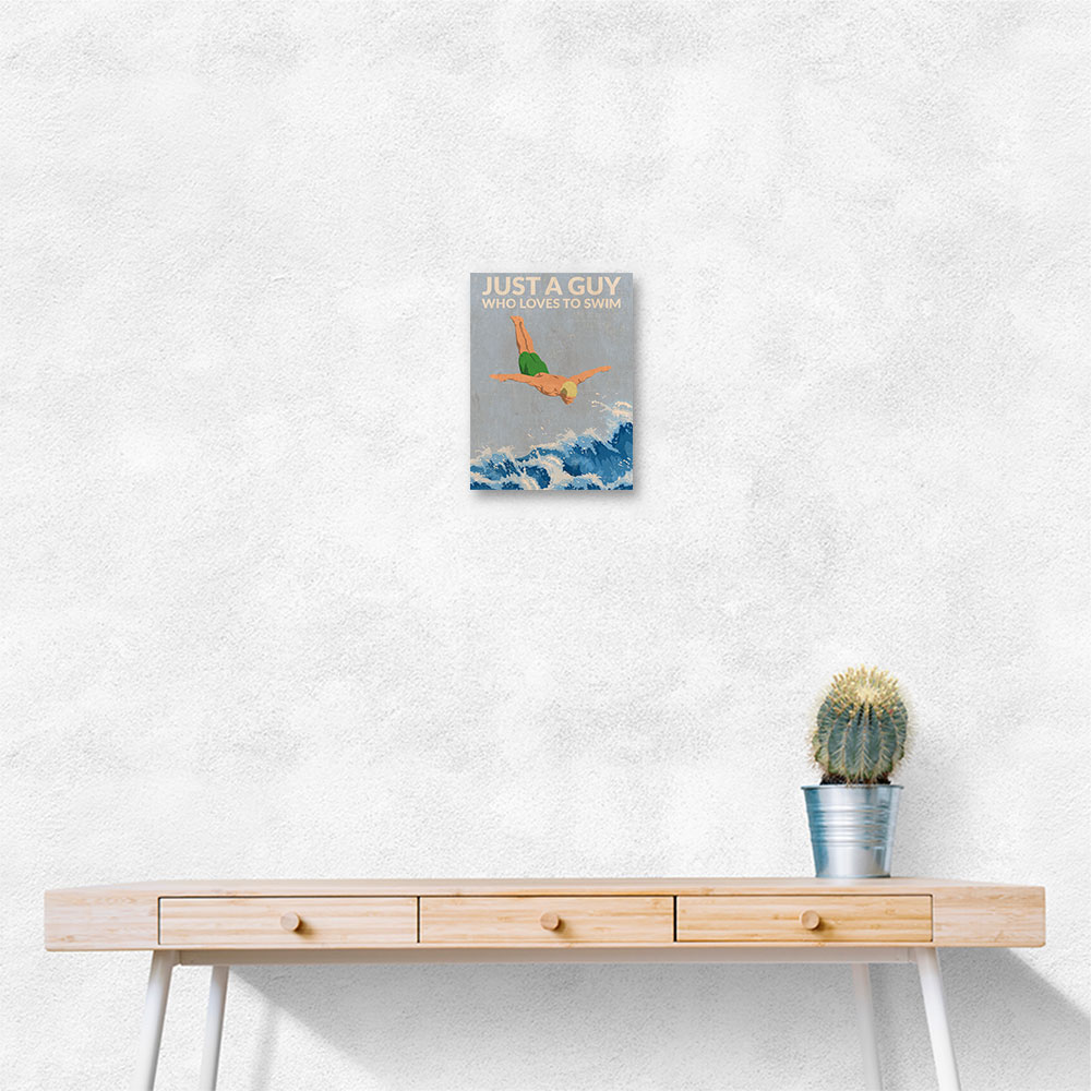 Just a Guy Who Loves To Swim (green) Wall Art
