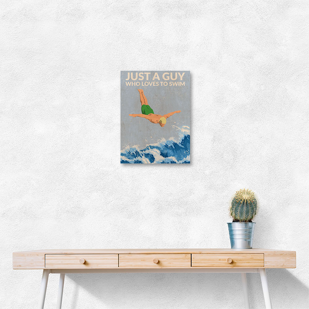 Just a Guy Who Loves To Swim (green) Wall Art