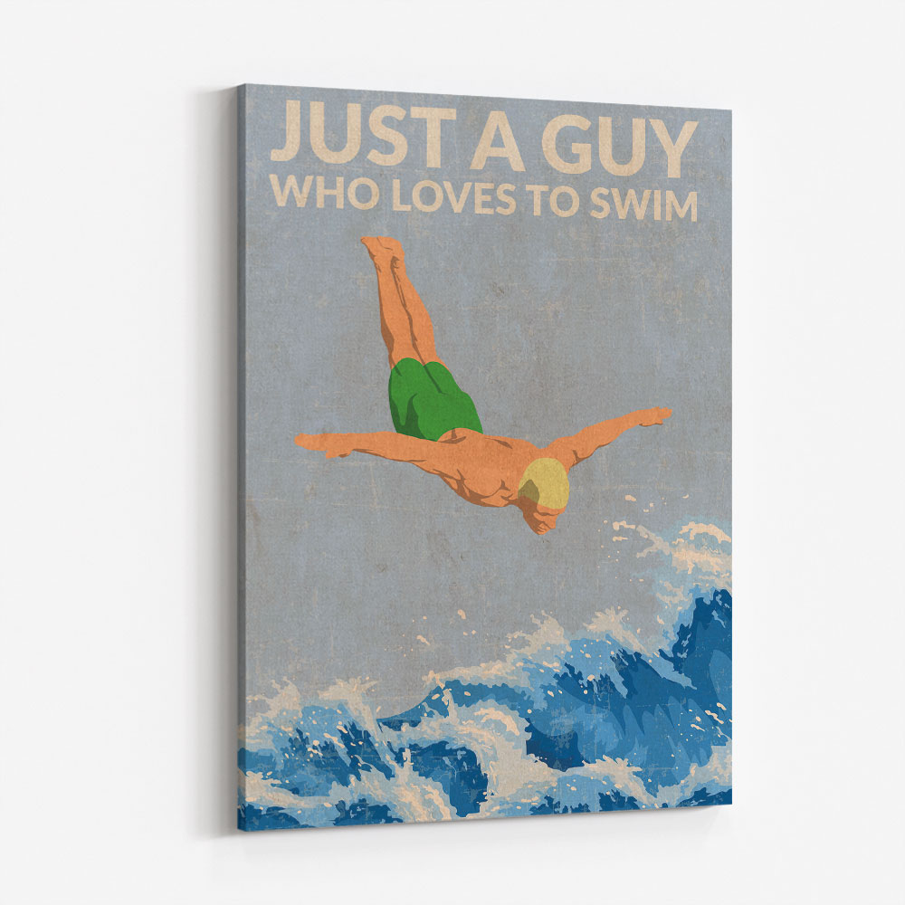 Just a Guy Who Loves To Swim (green) Wall Art