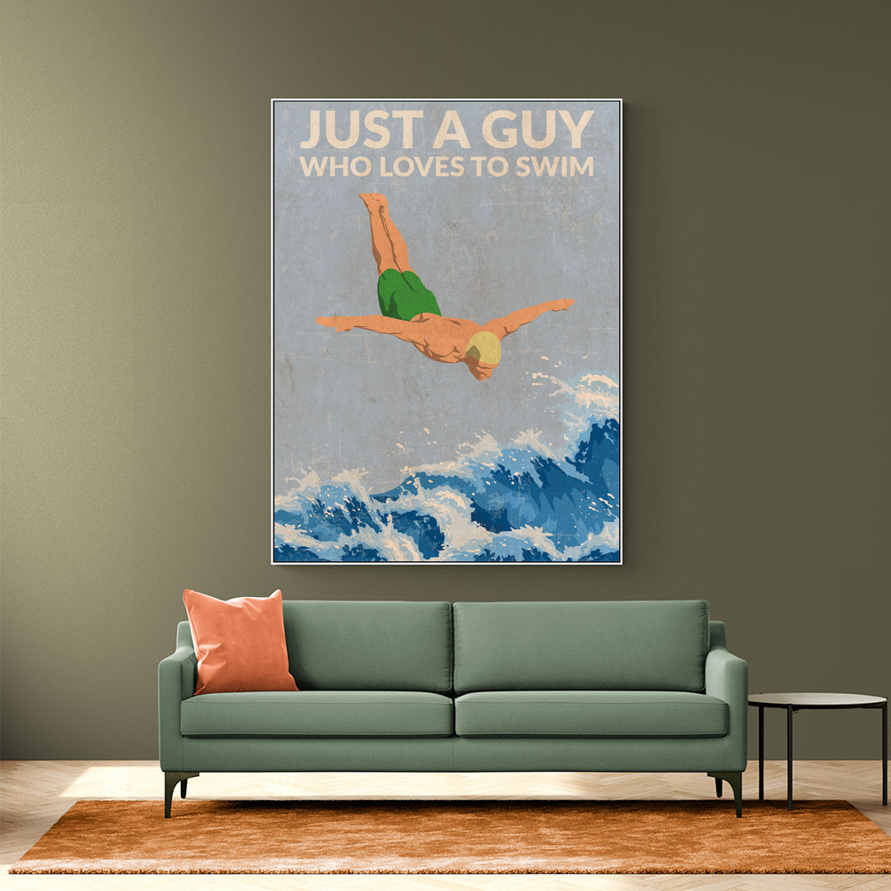 Just a Guy Who Loves To Swim (green) Wall Art