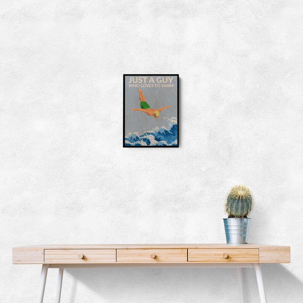 Just a Guy Who Loves To Swim (green) Wall Art