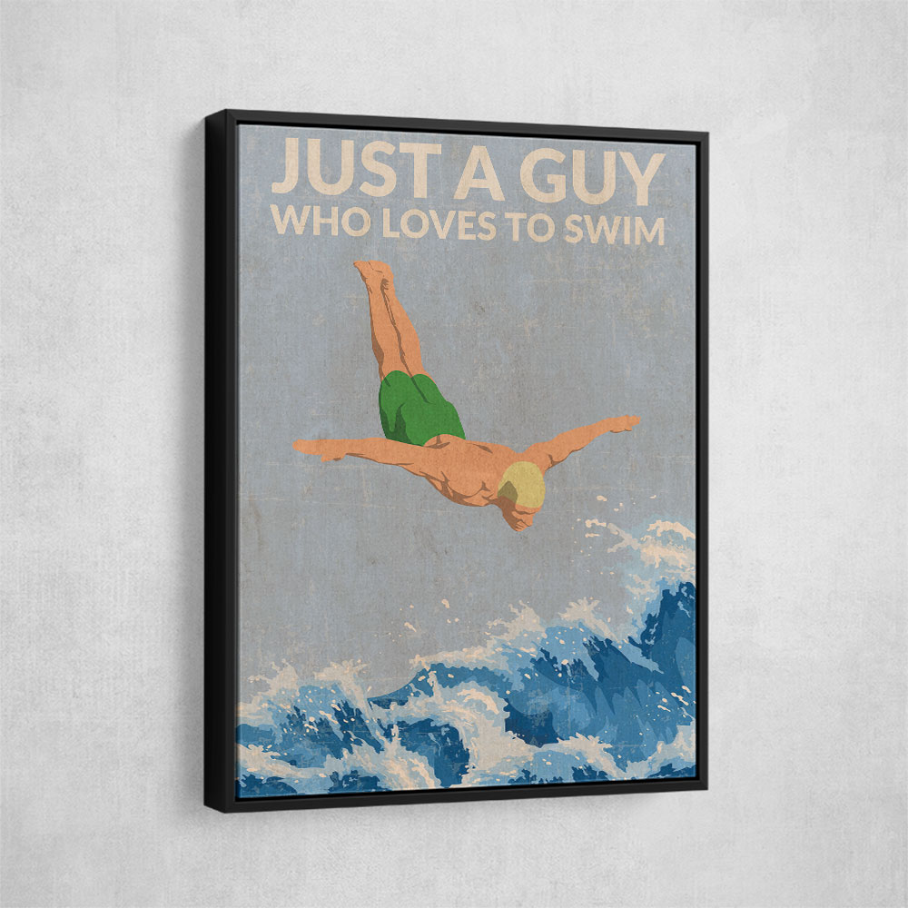 Just a Guy Who Loves To Swim (green) Wall Art
