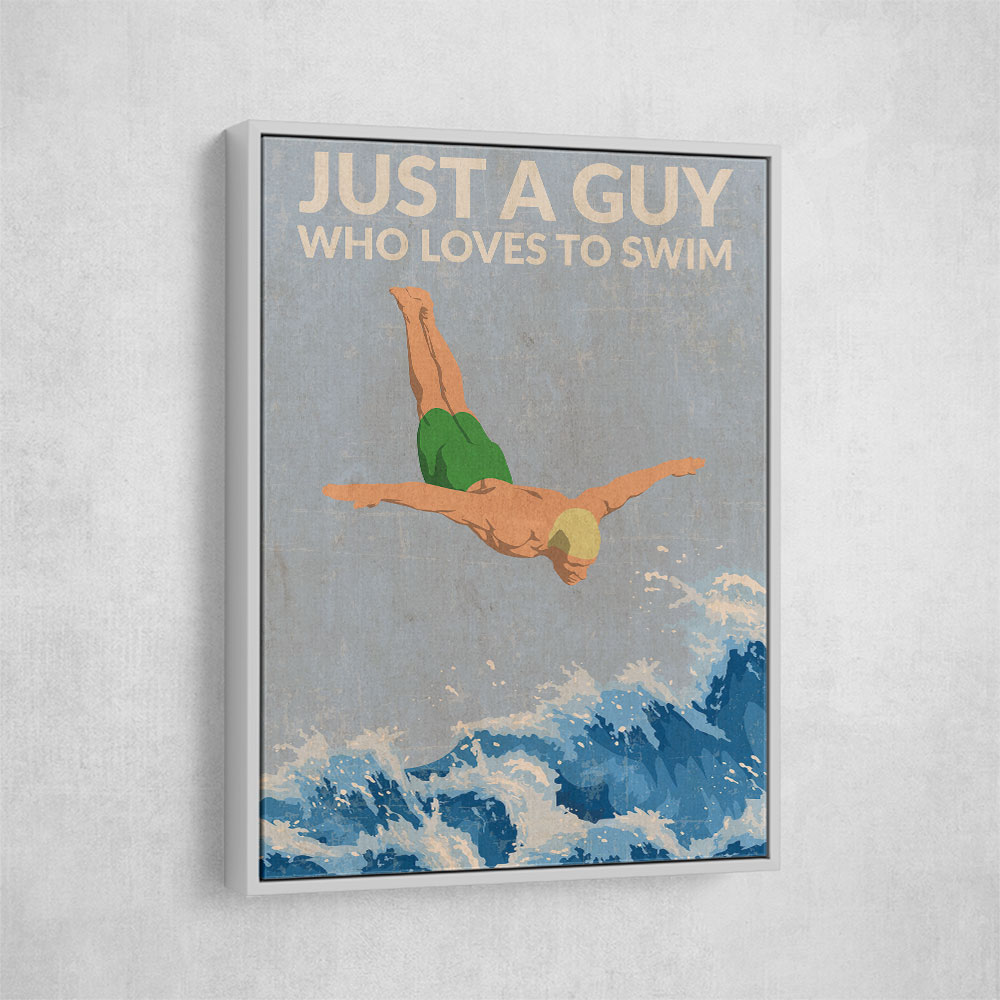 Just a Guy Who Loves To Swim (green) Wall Art