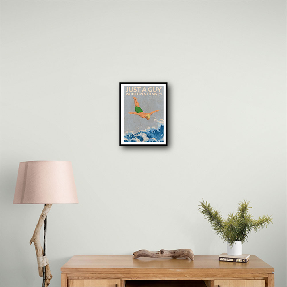 Just a Guy Who Loves To Swim (green) Wall Art