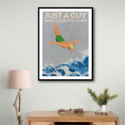 Just a Guy Who Loves To Swim (green) Wall Art