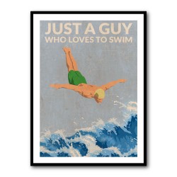 Just a Guy Who Loves To Swim (green) Wall Art