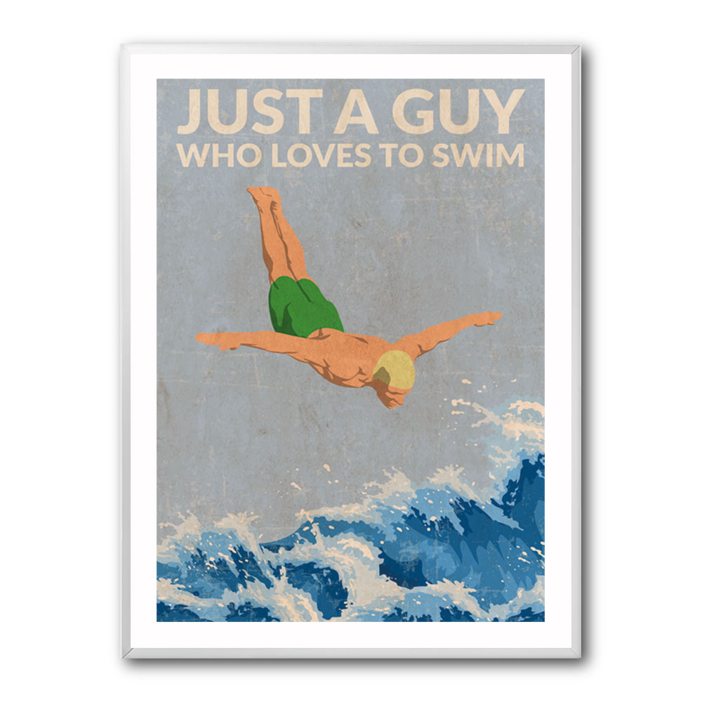 Just a Guy Who Loves To Swim (green) Wall Art