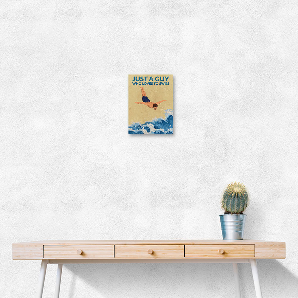 Just a Guy Who Loves To Swim (blue) Wall Art