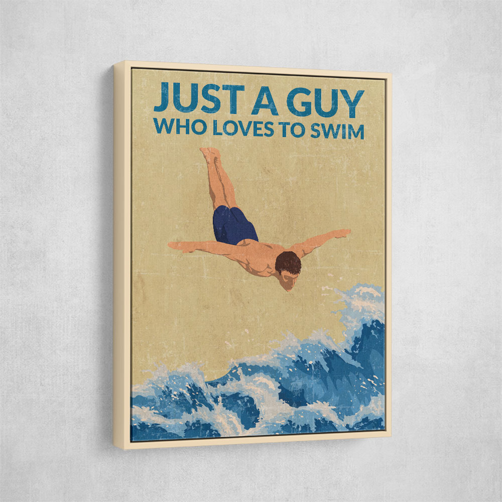Just a Guy Who Loves To Swim (blue) Wall Art
