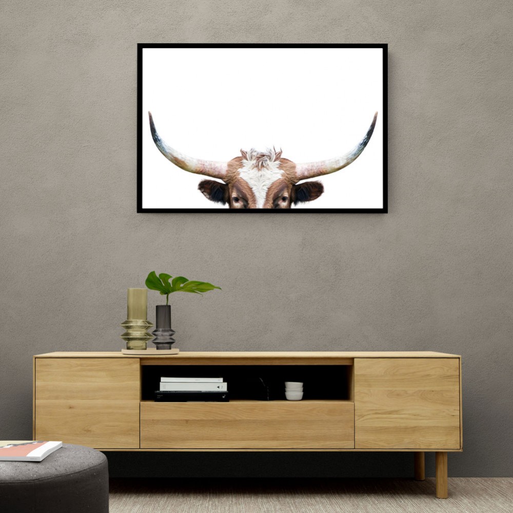 Peeking Longhorn Cow