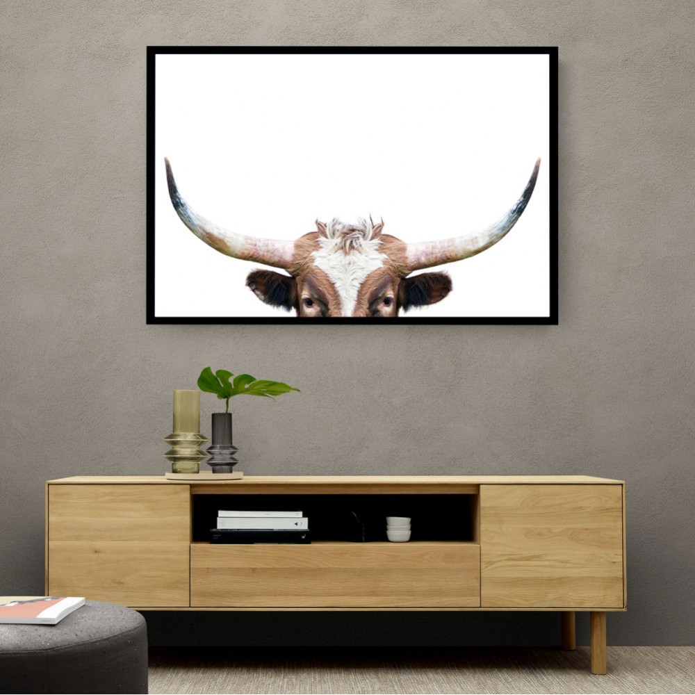 Peeking Longhorn Cow