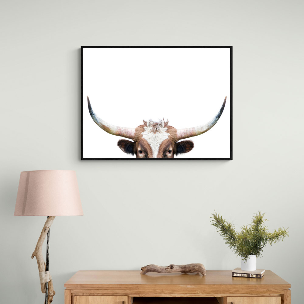 Peeking Longhorn Cow