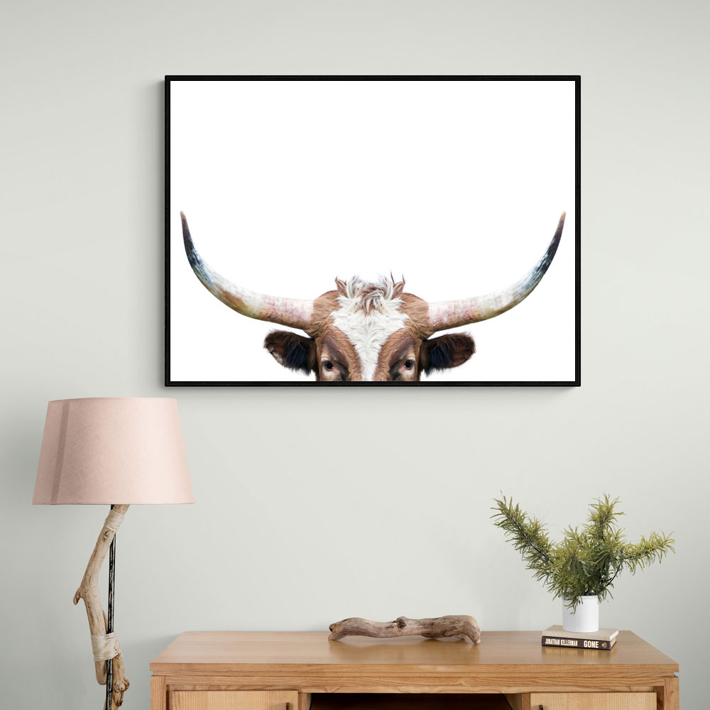 Peeking Longhorn Cow